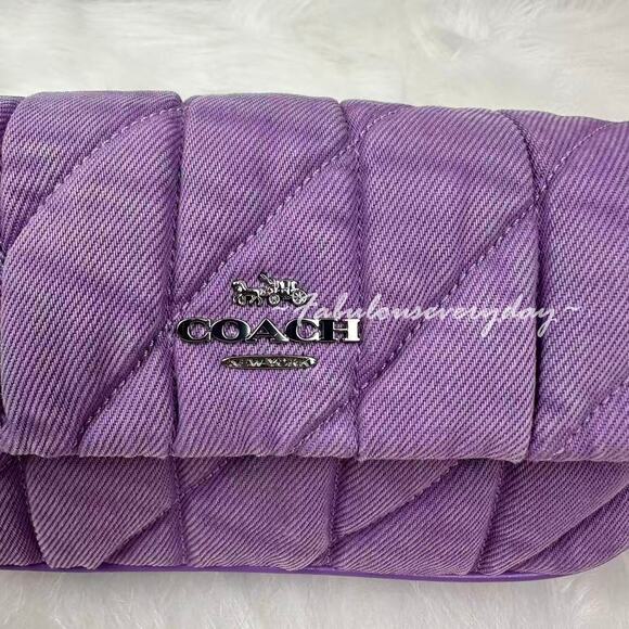 Coach Hailey Flap Bag Shoulder/Crossbody In Quilted Denim/Silver/Iris CBI88 NWT - Picture 9 of 11